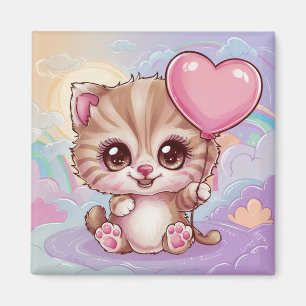Imã Gatinho de aniversário de bebê rosa fofo e adoráve