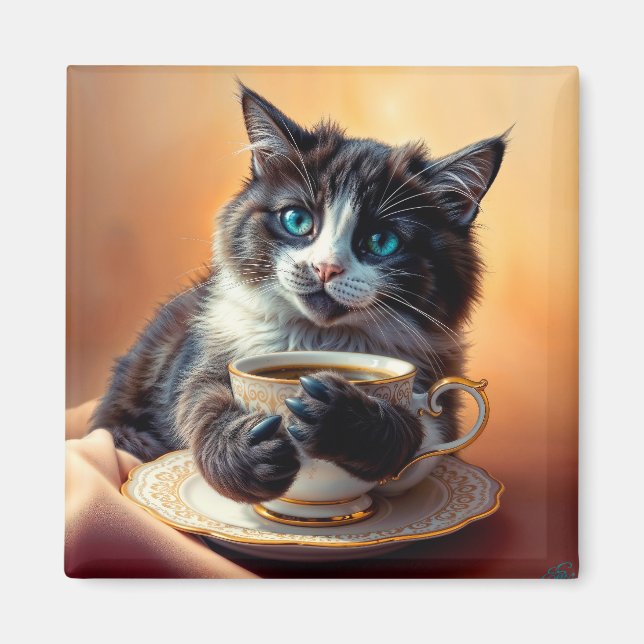 Imã Gatinho De Olhos Azuis E Gelado (Frente)