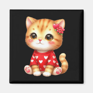 Imã Gatinho de São Valentim Adorável com Coração 
