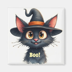 Imã Gatinho de volta ao Halloween com grandes olhos ca