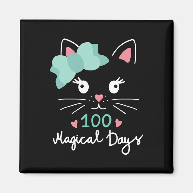 Imã Gatinho do Dia da Escola 100 Dias Mágicos Professo (Frente)