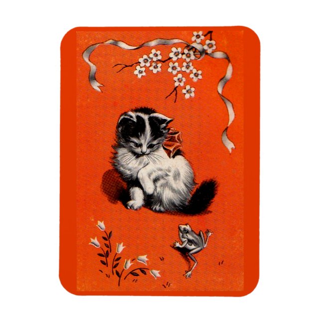 Ímã gatinho doce e sapo (Vertical)