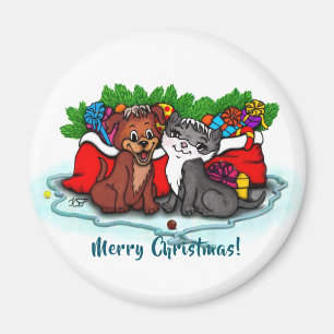Imã Gatinho e puppy, XMas feliz