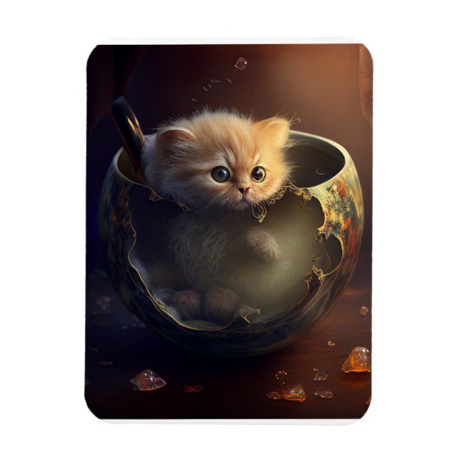 Ímã Gatinho flexível num teacup (Vertical)