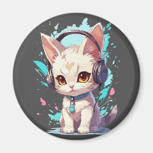 Gatinho Fofo com Headphones Magia
