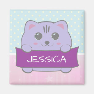 Imã Gatinho Fofo Personalizado com Bolinhas