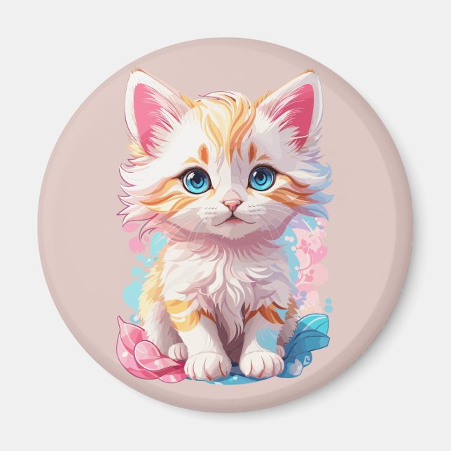 Imã Gatinho Kawaii Fofo Colorido (Frente)