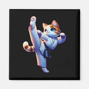 Imã Gatinho Kawaii Karate Em Ação
