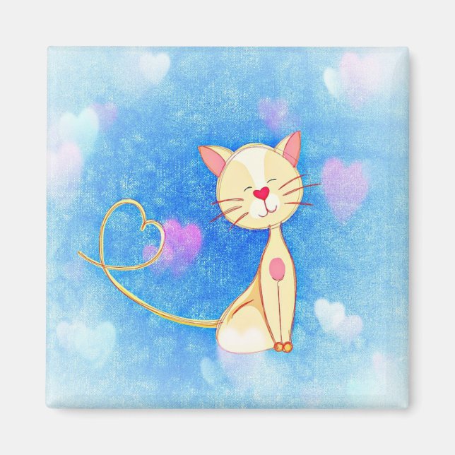 Imã Gatinho Love Hearts Blue (Frente)