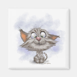 Imã Gatinho Malhado de Desenho Animado Divertido