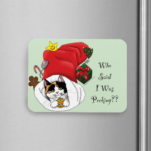 Ímã Gatinho Malhado de Natal Vermelho e Divertido Feri