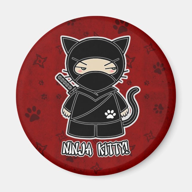 Imã Gatinho Ninja! Em Red Magnet (Frente)
