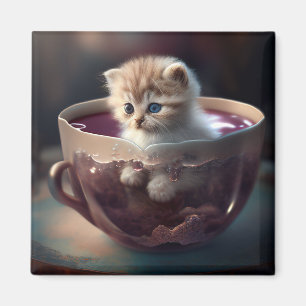 Imã Gatinho num teacup - ímã de gato
