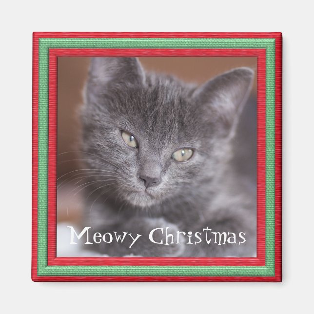 Imã Gatinho personalizável do Quadro de Natal (Frente)