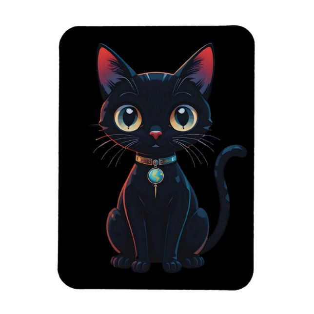 Ímã Gatinho Preto Pouco Assustador (Vertical)