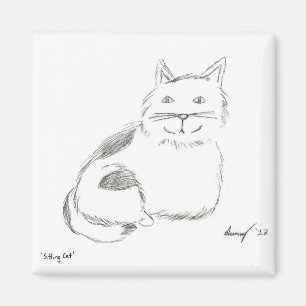Imã Gatinho Sketch Magnet - Quadrado