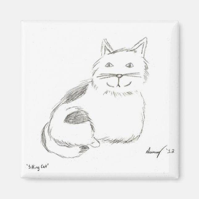 Imã Gatinho Sketch Magnet - Quadrado (Frente)