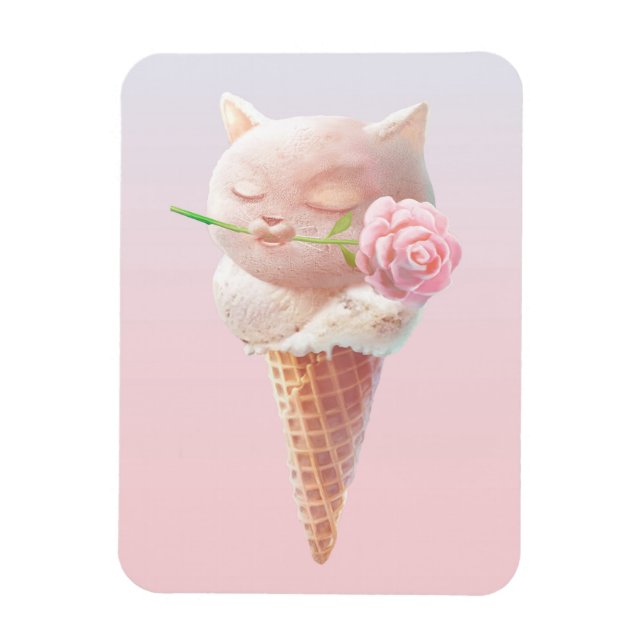 Ímã Gatinho sorvete - Rosado e Sonho (Vertical)