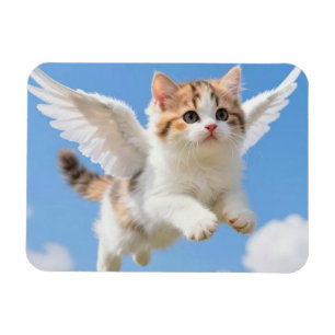 Ímã Gatinho Voador Fofo Calico Tabby Céu Azul
