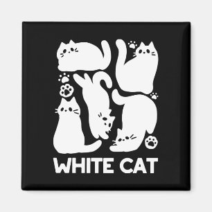 Imã Gatinhos Brancos Silhuettes - Design de Felinos Co