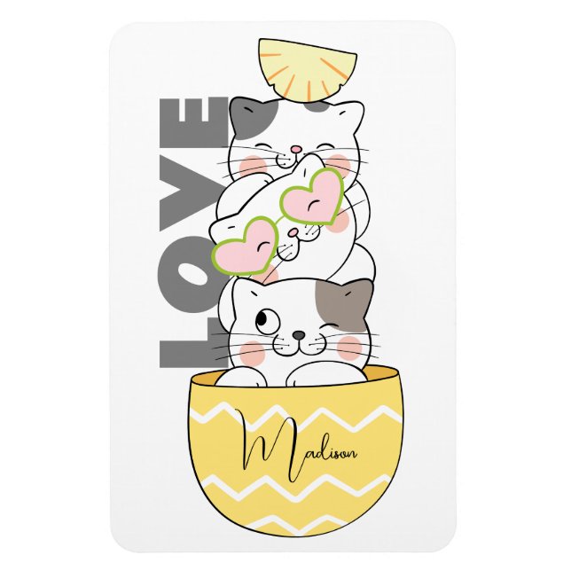 Ímã Gatinhos de Cute de Nome Personalizado (Vertical)