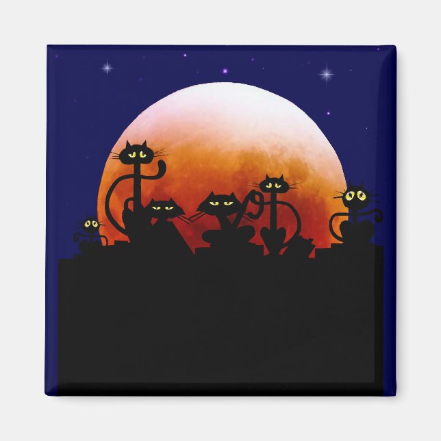 Imã Gatinhos de Halloween e o Magnet da Lua de Hallowe (Frente)