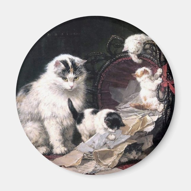 Imã Gatinhos malditos brincando com uma cesta adorável (Frente)