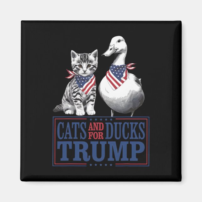 Imã Gatinhos Para Trump 2024 Gatos E Patos Para Trump  (Frente)