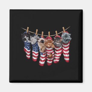 Imã Gatinhos Patrióticos Em Meias Da Bandeira American
