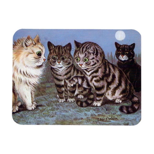 Ímã Gatinhos reunidos à Lua, Louis Wain (Horizontal)