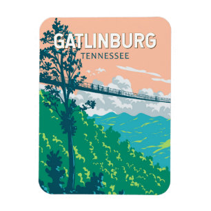 Ímã Gatlinburg Tennessee Illustração Viagem Art