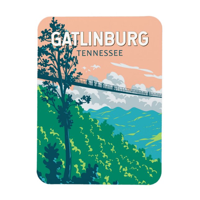 Ímã Gatlinburg Tennessee Illustração Viagem Art (Vertical)