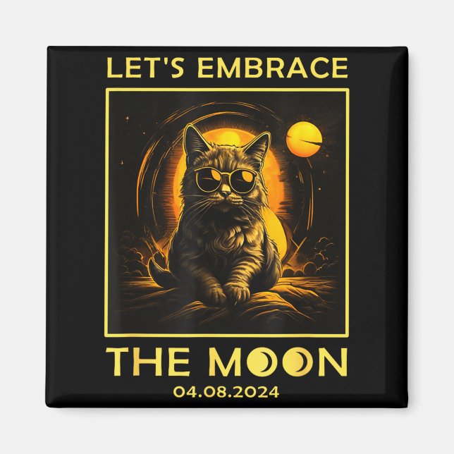 Imã Gato 2024 Eclipse Total do Sol Abraço Lua Gato Eng (Frente)