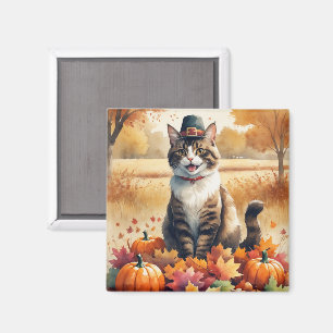 Imã Gato Abissínio na Arte de Ação de Graças das Folha