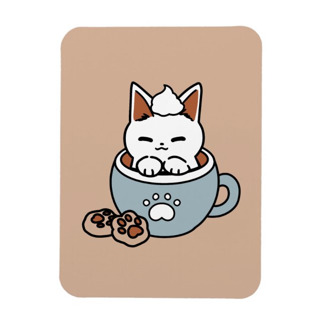 Ímã Gato Adorável no Design de Férias de Mug - Gato e  (Vertical)