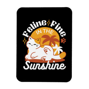 Ímã Gato Adorável Relaxando no Sol - Pet de Verão
