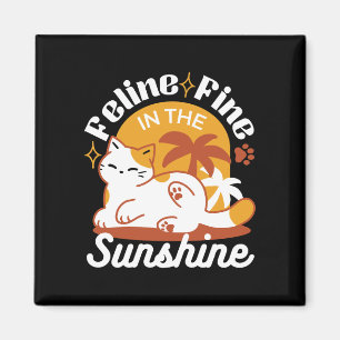 Imã Gato Adorável Relaxando no Sol - Pet de Verão