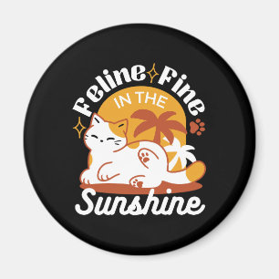 Imã Gato Adorável Relaxando no Sol - Pet de Verão
