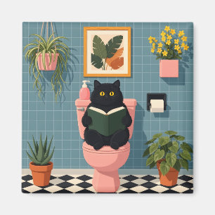 Imã Gato Amante de Livros Fofo Arte de Banheiro