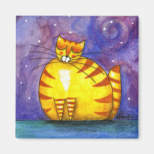 Imã Gato amarelo gordo grande - ímã
