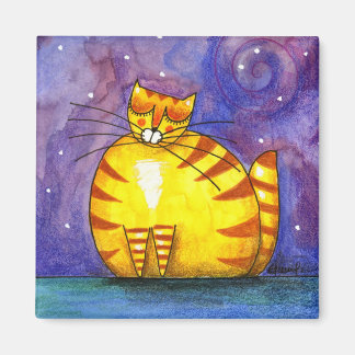 Imã Gato Amarelo Gordo Grande - Magneta