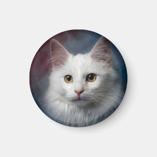 Imã Gato Angorá Turco Branco Azul Vermelho