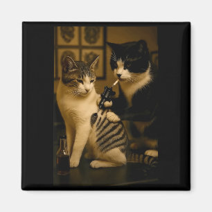 Imã Gato Antigo Fumando Tatuagem Gato Tatuado Artista