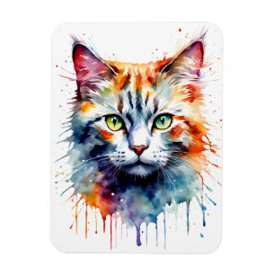 Ímã Gato aquarela Multicolor arte de respingo