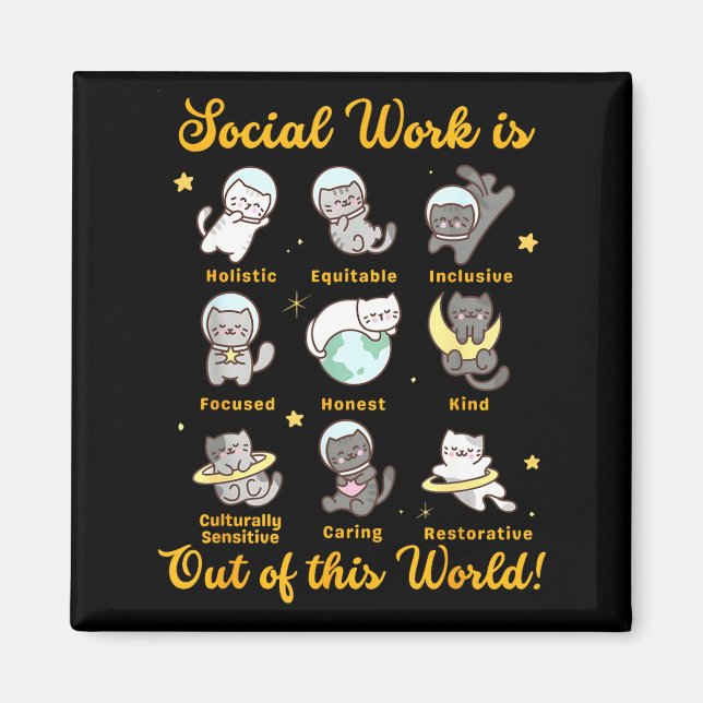 Imã Gato assistente social ditado engraçado gatos meme (Frente)