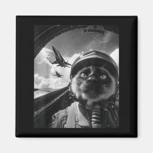 Imã Gato Avião Fofo Jato Piloto Selfie Siamesa Caça