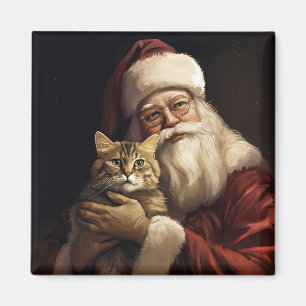 Imã Gato Bengal com Natal Festivo do Papai Noel
