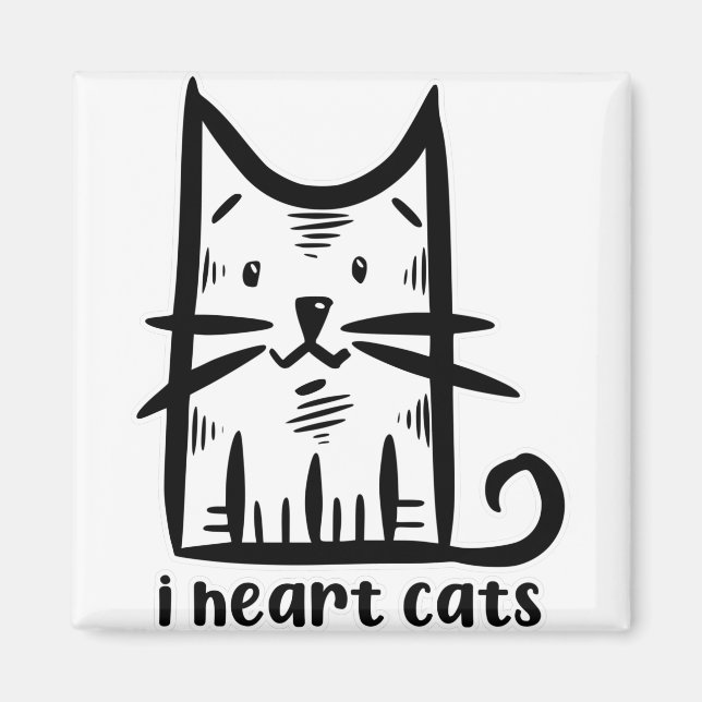 Imã Gato Bigodes, eu amo gatos (Frente)