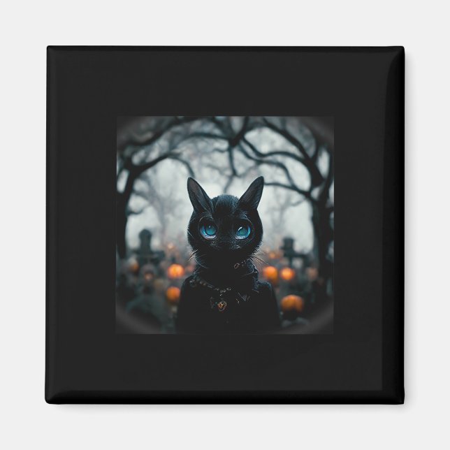 Imã Gato Bonito De Gato Para O Halloween (Frente)