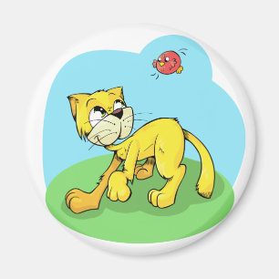 Imã Gato bonito e pássaro